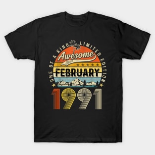 Awesome Since February 1991 Vintage 32nd Birthday T-Shirt